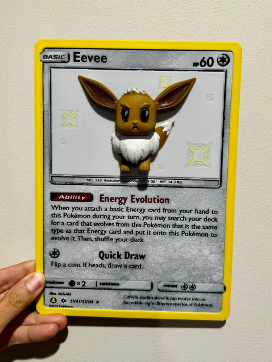 Oversized Eevee Pokemon Card - HueForge Hybrid by cyanidesugar HueForge model: Oversized Eevee Pokemon Card - HueForge Hybrid by cyanidesugar