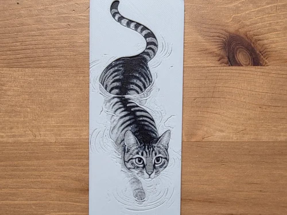 Cat in Water Bookmark by Morganja HueForge model: Cat in Water Bookmark by Morganja