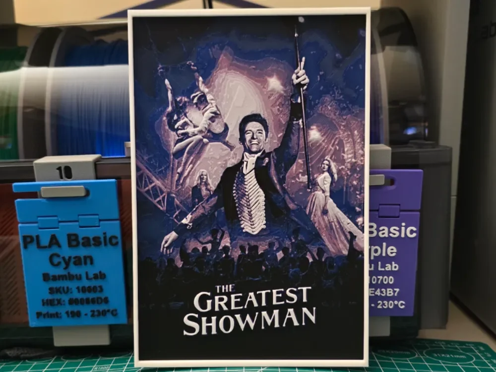 HueForge model: The Greatest Showman Movie Poster - Hueforge Art by Lumpy3D