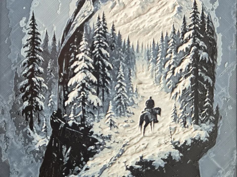 Red Dead Redemption - Arthur Morgan Snow Scene by FiremanprintsIRL (BR3Design) HueForge model: Red Dead Redemption - Arthur Morgan Snow Scene by FiremanprintsIRL (BR3Design)