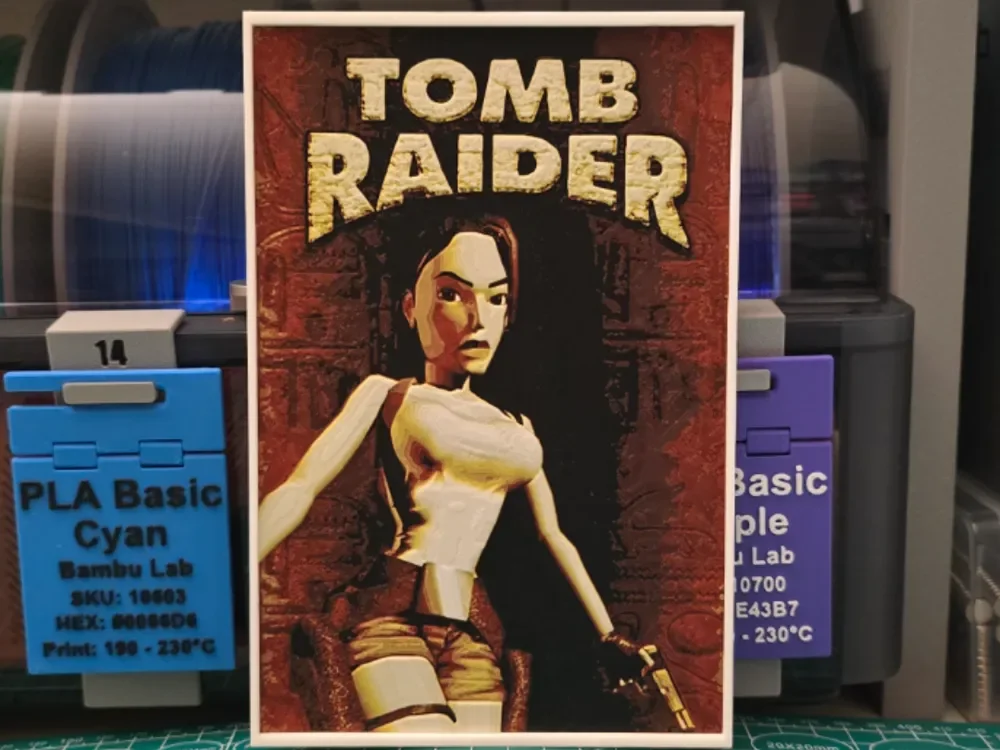 Tomb Raider Poster - Hueforge Art by Lumpy3D HueForge model: Tomb Raider Poster - Hueforge Art by Lumpy3D