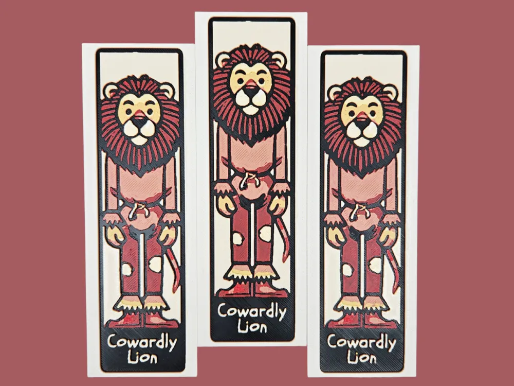 HueForge model: Cowardly Lion -- Wizard of Oz Bookmark by BusyKikiBee