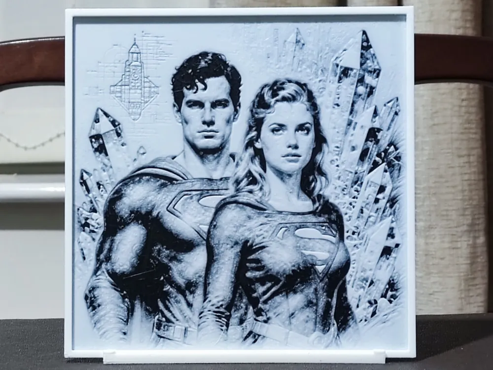 Superman & Supergirl - HueForge 2 Color by BoDad HueForge model: Superman & Supergirl - HueForge 2 Color by BoDad