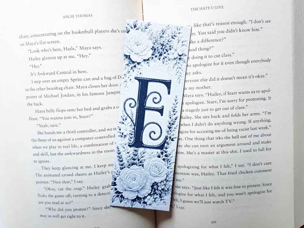Bookmark, Monogram E, Floral Background, Hueforge Bookmark, Monogram E, Floral Background, Hueforge