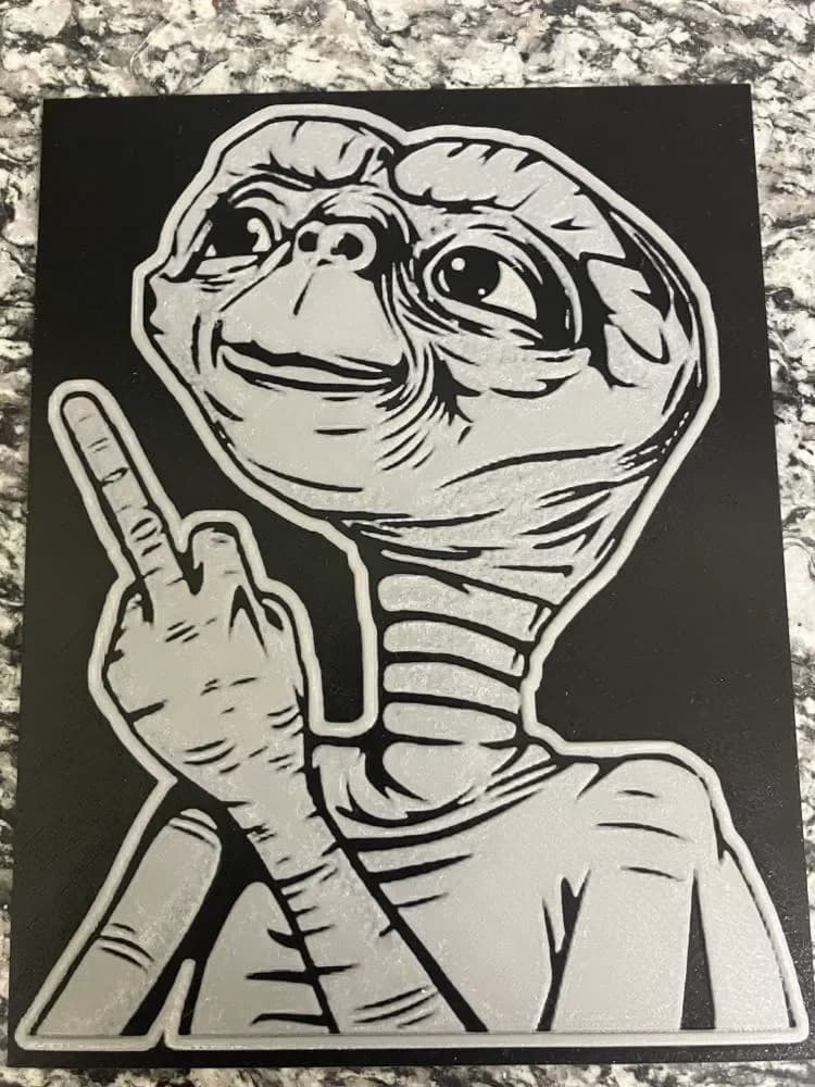 ET flipping the bird(HueForge print) by Houston713Texan HueForge model: ET flipping the bird(HueForge print) by Houston713Texan