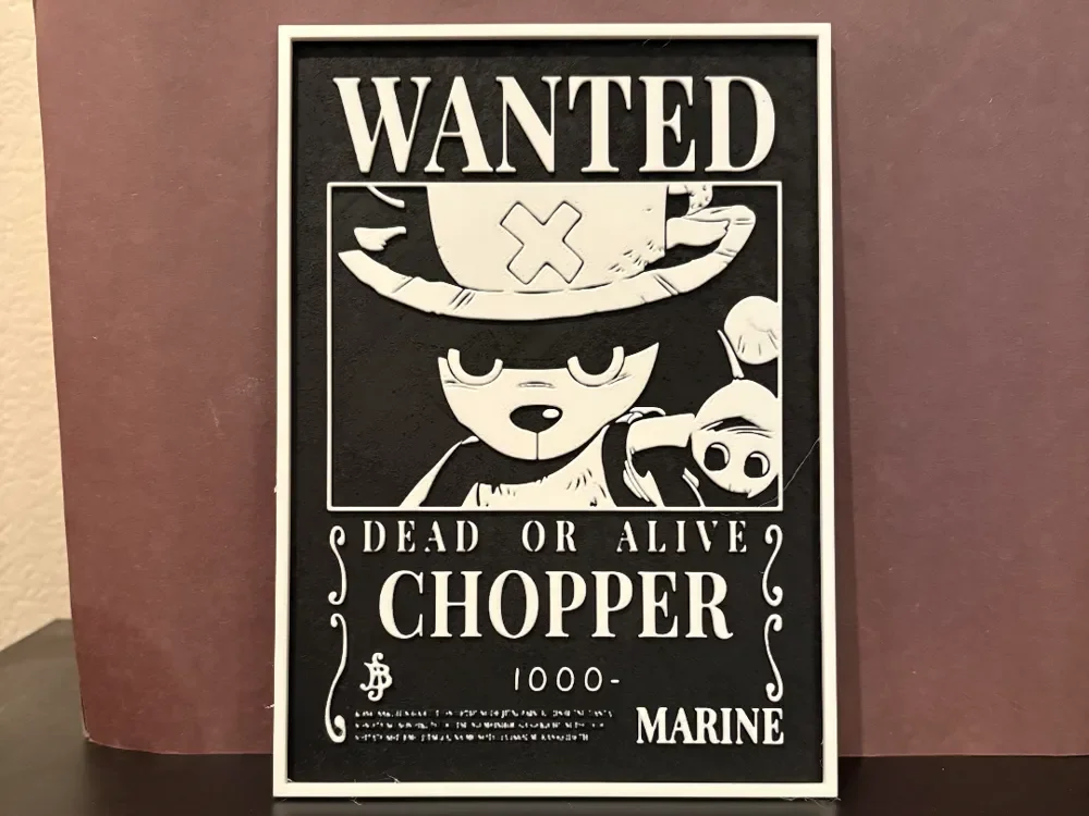 Chopper Wanted Poster - One Piece Hueforge by Estiv HueForge model: Chopper Wanted Poster - One Piece Hueforge by Estiv