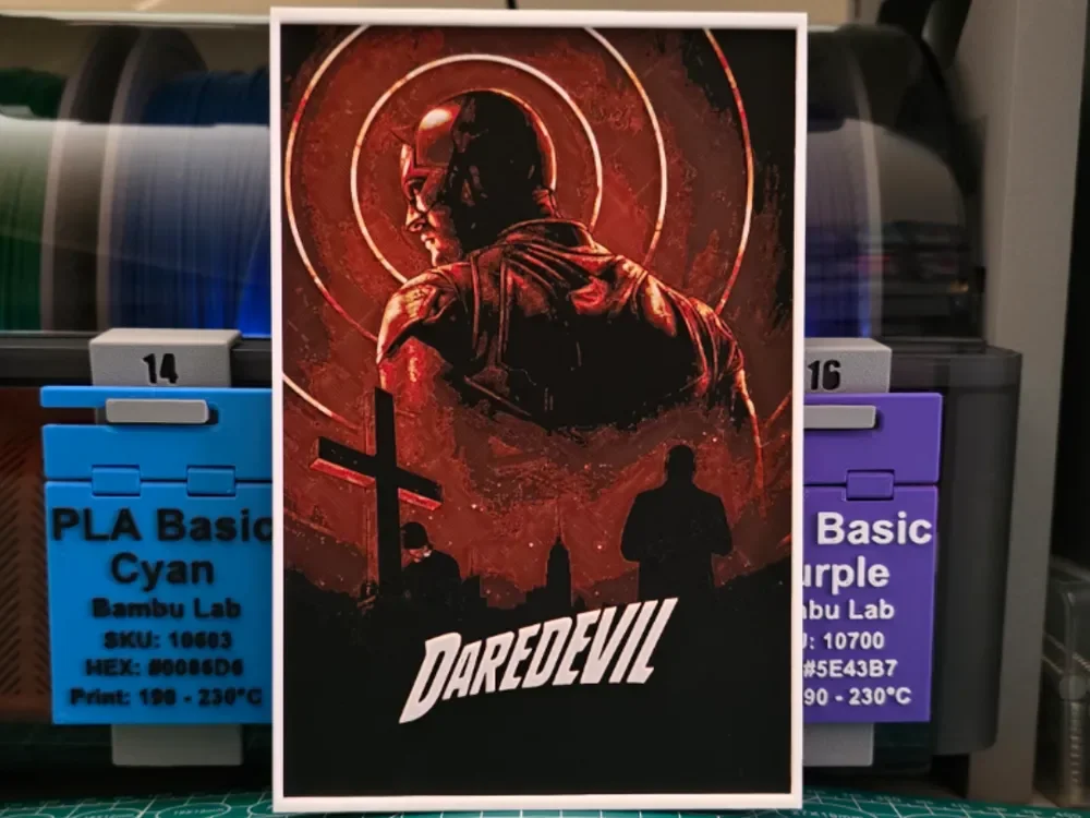 Daredevil Poster - Hueforge Art by Lumpy3D HueForge model: Daredevil Poster - Hueforge Art by Lumpy3D
