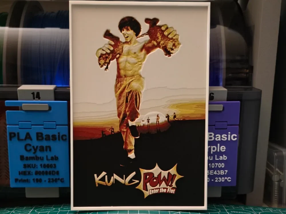 HueForge model: Kung Pow: Enter the Fist Poster - Hueforge Art by Lumpy3D