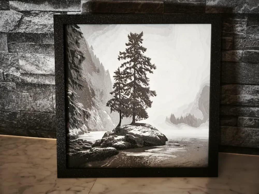 Hueforge River Winter Fog Snow by StefBull85 HueForge model: Hueforge River Winter Fog Snow by StefBull85