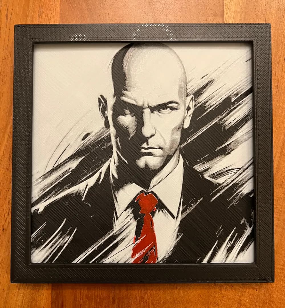 Agent 47 from Hitman by JustBe 3D Printing HueForge model: Agent 47 from Hitman by JustBe 3D Printing