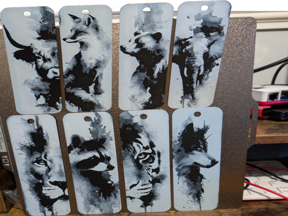 Set of 8 Animal ink bookmarks - Hueforge by 3dGlow HueForge model: Set of 8 Animal ink bookmarks - Hueforge by 3dGlow