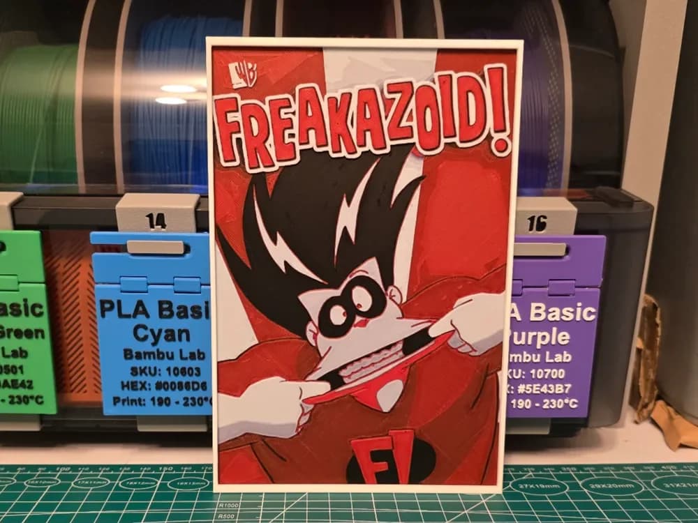 Freakazoid! Series Poster - Hueforge Art by Lumpy3D HueForge model: Freakazoid! Series Poster - Hueforge Art by Lumpy3D
