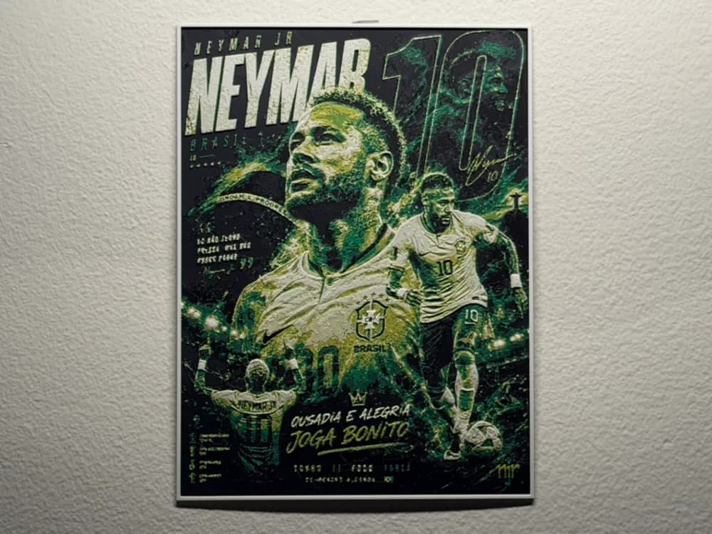 Neymar Jr Brazil World Cup Player Card HueForge Neymar Jr Brazil World Cup Player Card HueForge