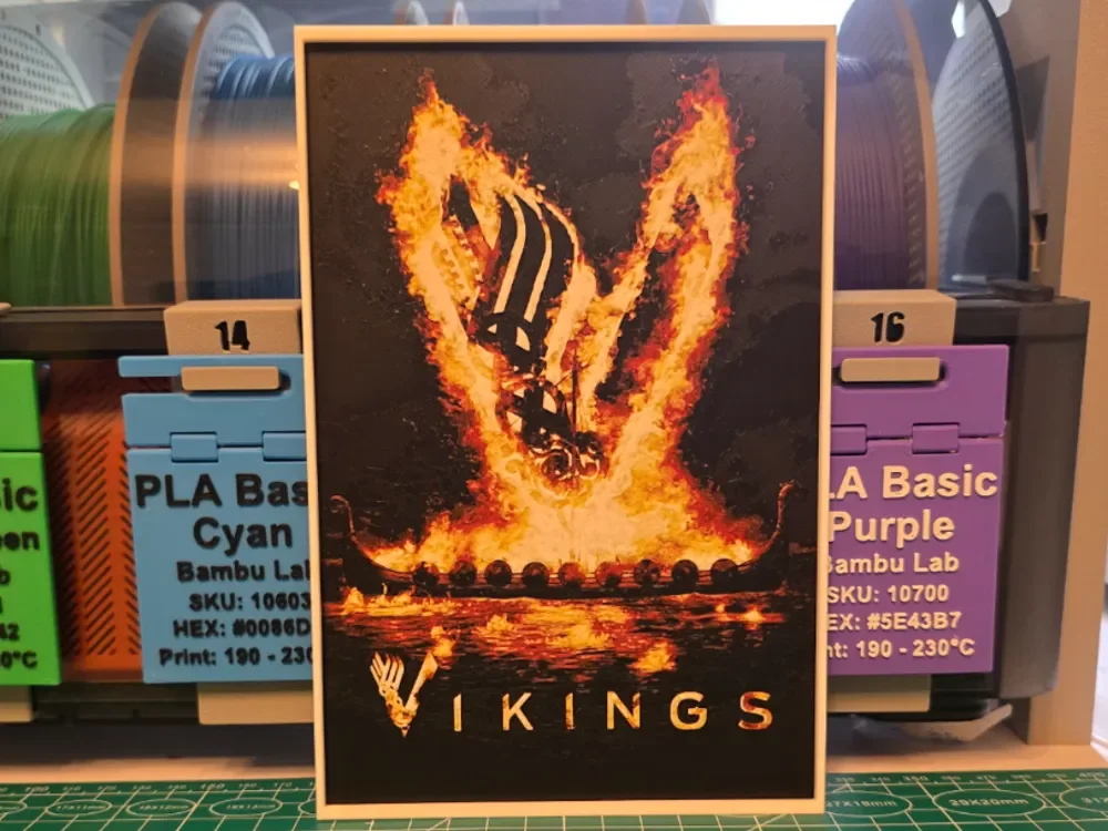 Vikings Series Poster - Hueforge Art by Lumpy3D HueForge model: Vikings Series Poster - Hueforge Art by Lumpy3D