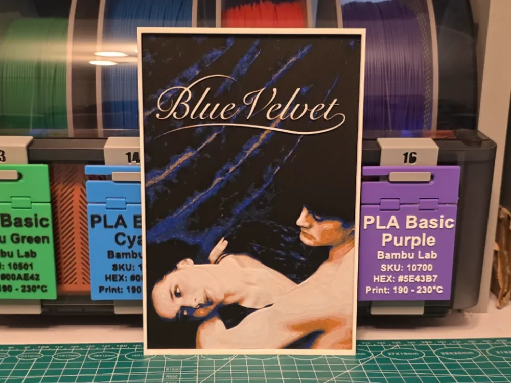 Blue Velvet Movie Poster - Hueforge Art by Lumpy3D HueForge model: Blue Velvet Movie Poster - Hueforge Art by Lumpy3D