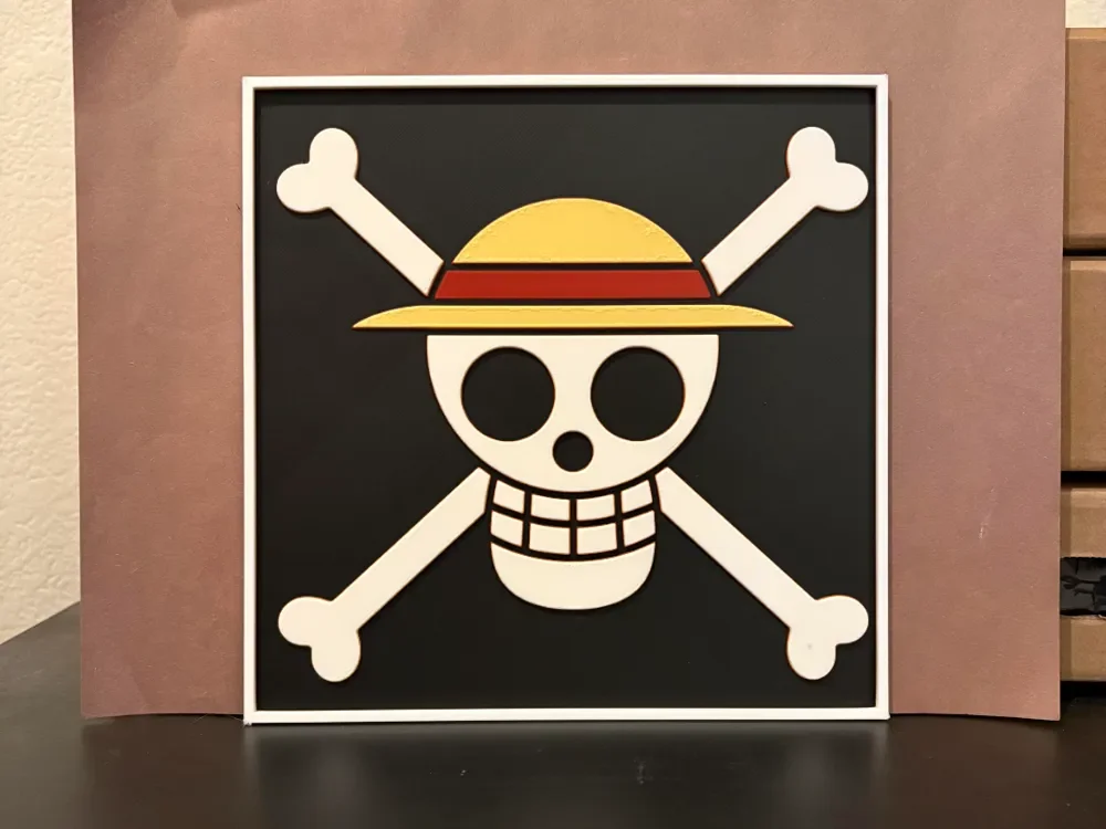 Straw Hat Jolly Roger - One Piece Hueforge by Estiv HueForge model: Straw Hat Jolly Roger - One Piece Hueforge by Estiv