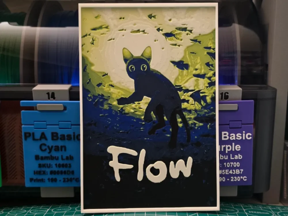 Flow Movie Poster - Hueforge Art by Lumpy3D HueForge model: Flow Movie Poster - Hueforge Art by Lumpy3D