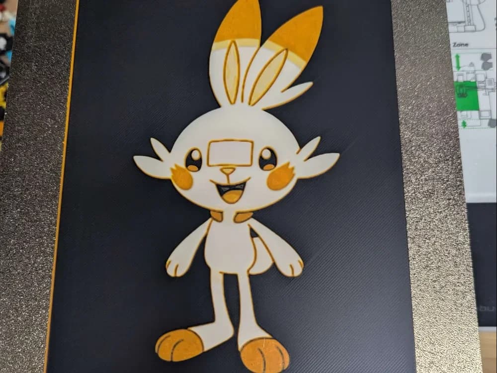 Hueforge Flambino Scorbunny by ZombiePaint3D HueForge model: Hueforge Flambino Scorbunny by ZombiePaint3D