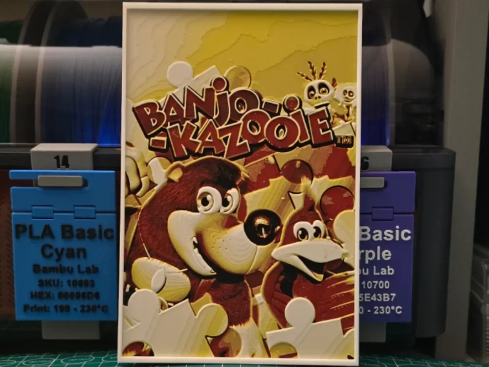 Banjo-Kazooie Poster - Hueforge Art by Lumpy3D HueForge model: Banjo-Kazooie Poster - Hueforge Art by Lumpy3D