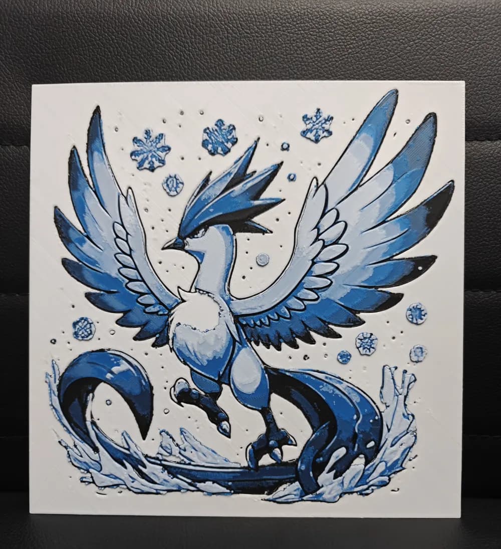 HueForge model: Articuno by TheHueforgeLady