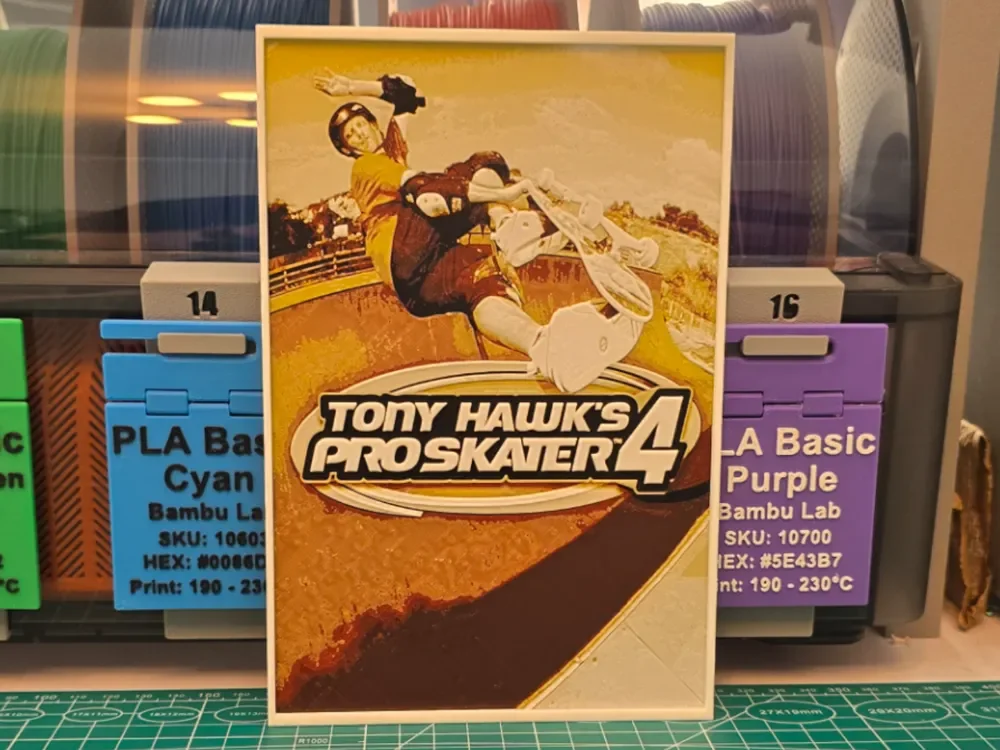Tony Hawk's Pro Skater 4 Poster - Hueforge Art by Lumpy3D HueForge model: Tony Hawk's Pro Skater 4 Poster - Hueforge Art by Lumpy3D