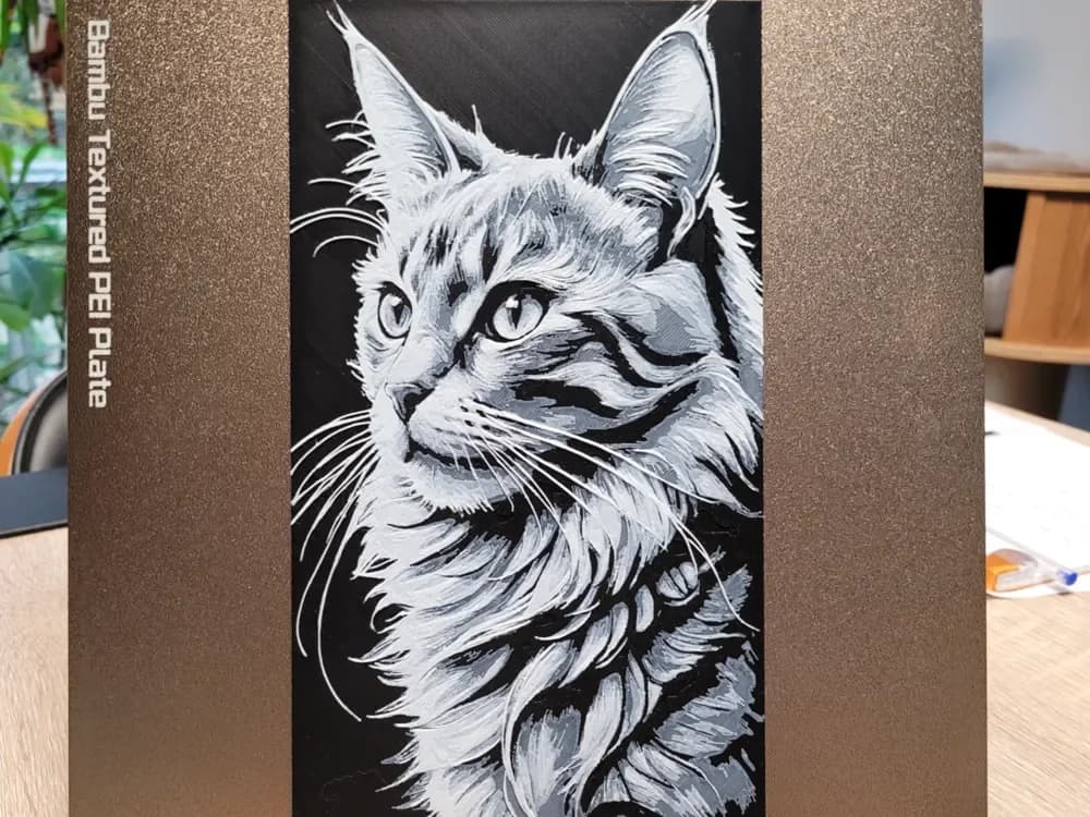 Maine Coon - Cat Hueforge - Black White - 132x235 by Vincent111 HueForge model: Maine Coon - Cat Hueforge - Black White - 132x235 by Vincent111