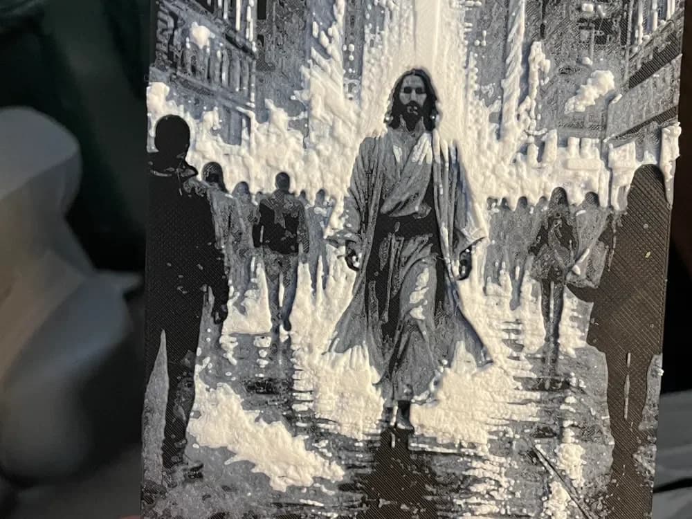 Jesus Walking in a City by Advancedtechworldwide HueForge model: Jesus Walking in a City by Advancedtechworldwide