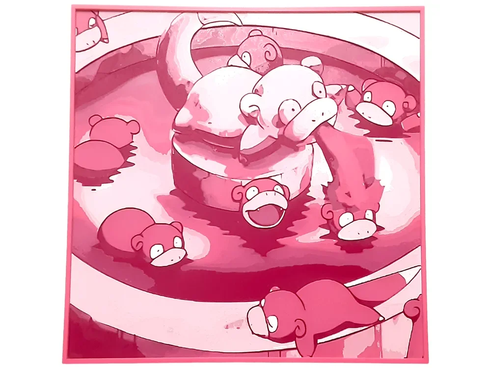 HueForge model: Slowpoke Fountain Hueforge Pokemon Slowbro Pink by Elsie Moonshadow