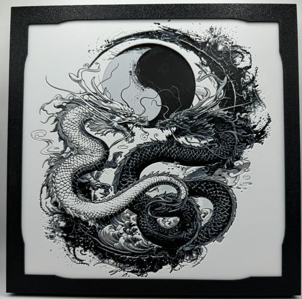 Twin Dragons - Ying Yang by Canadian Gamer HueForge model: Twin Dragons - Ying Yang by Canadian Gamer
