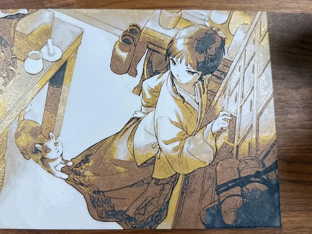 Apothecary Diaries Maomao with Cat by Pretty Okay Prints HueForge model: Apothecary Diaries Maomao with Cat by Pretty Okay Prints