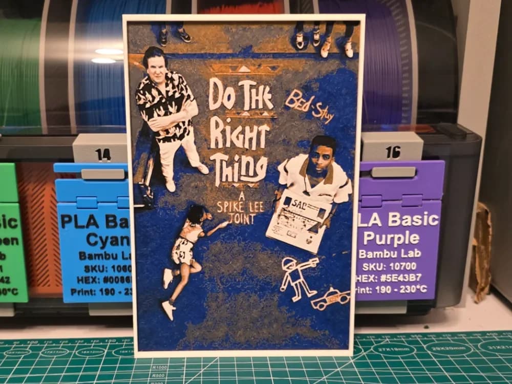 Do the Right Thing Movie Poster - Hueforge Art by Lumpy3D HueForge model: Do the Right Thing Movie Poster - Hueforge Art by Lumpy3D