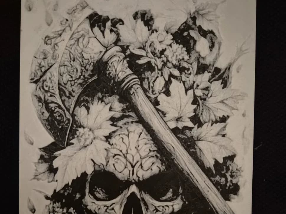 skull axe and flowers hueforge by Buntsta HueForge model: skull axe and flowers hueforge by Buntsta