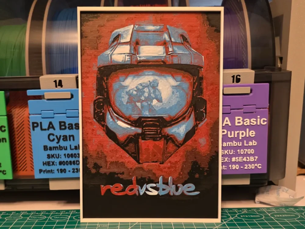 Red vs. Blue Poster - Hueforge Art by Lumpy3D HueForge model: Red vs. Blue Poster - Hueforge Art by Lumpy3D