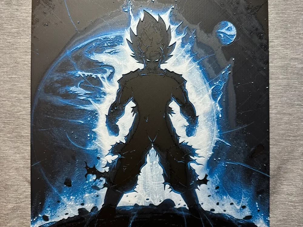 HueForge model: Goku Silhouette in front of Planet by Hey Ben