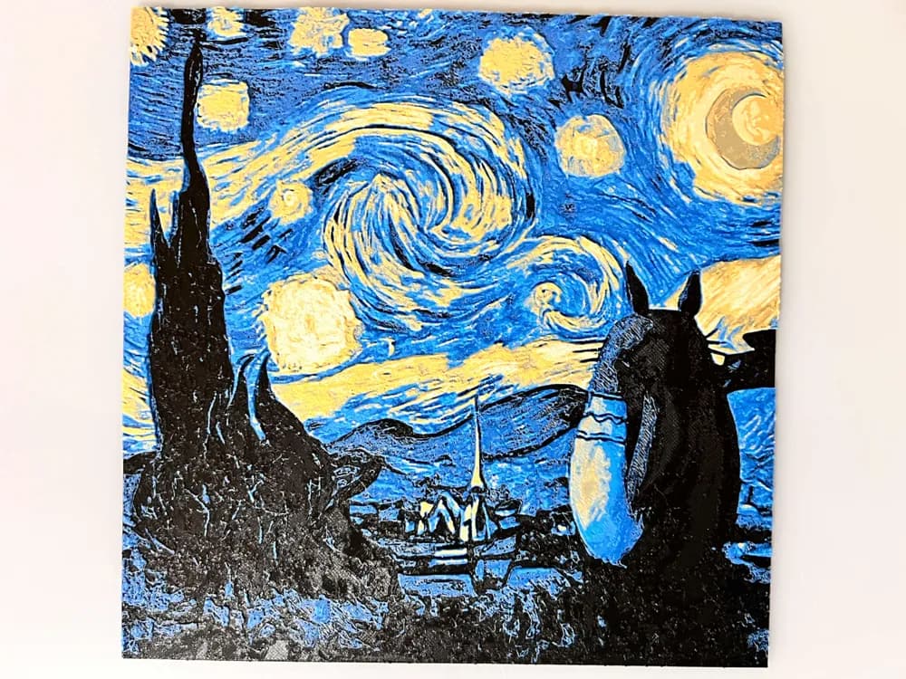 Totoro Starry Night van Gogh by 3djd HueForge model: Totoro Starry Night van Gogh by 3djd