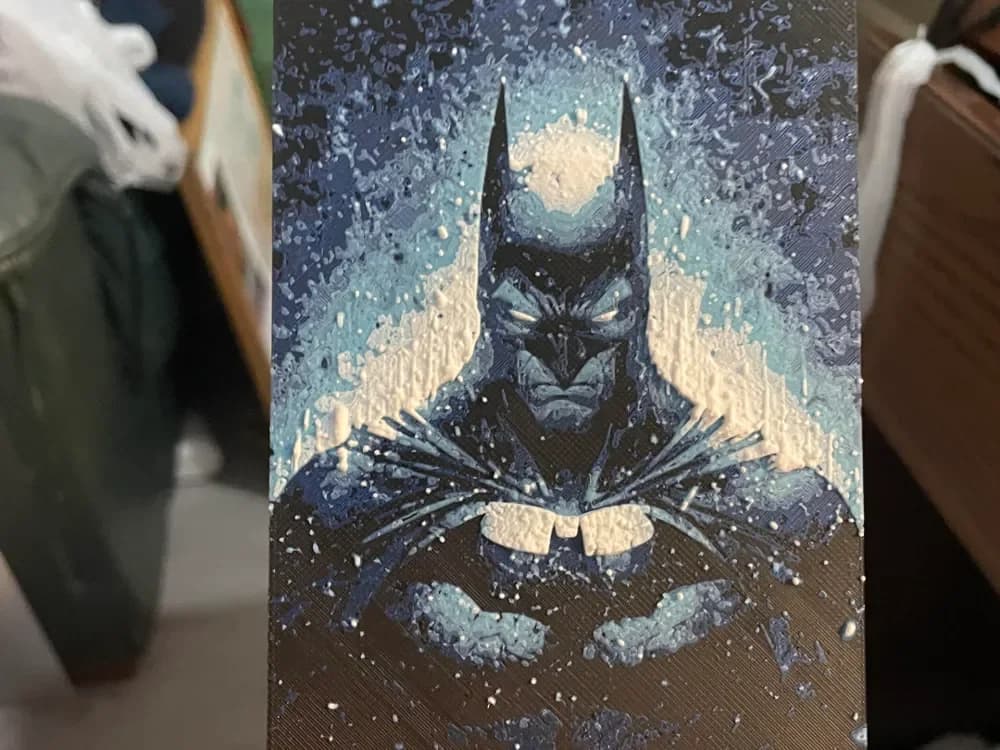 Batman in the Rain Hueforge by Advancedtechworldwide HueForge model: Batman in the Rain Hueforge by Advancedtechworldwide