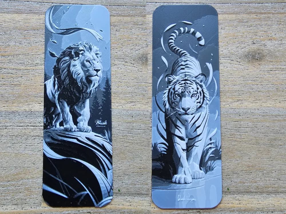 Bookmark set, Lion and Tiger Papercut illustration Bookmark set, Lion and Tiger Papercut illustration