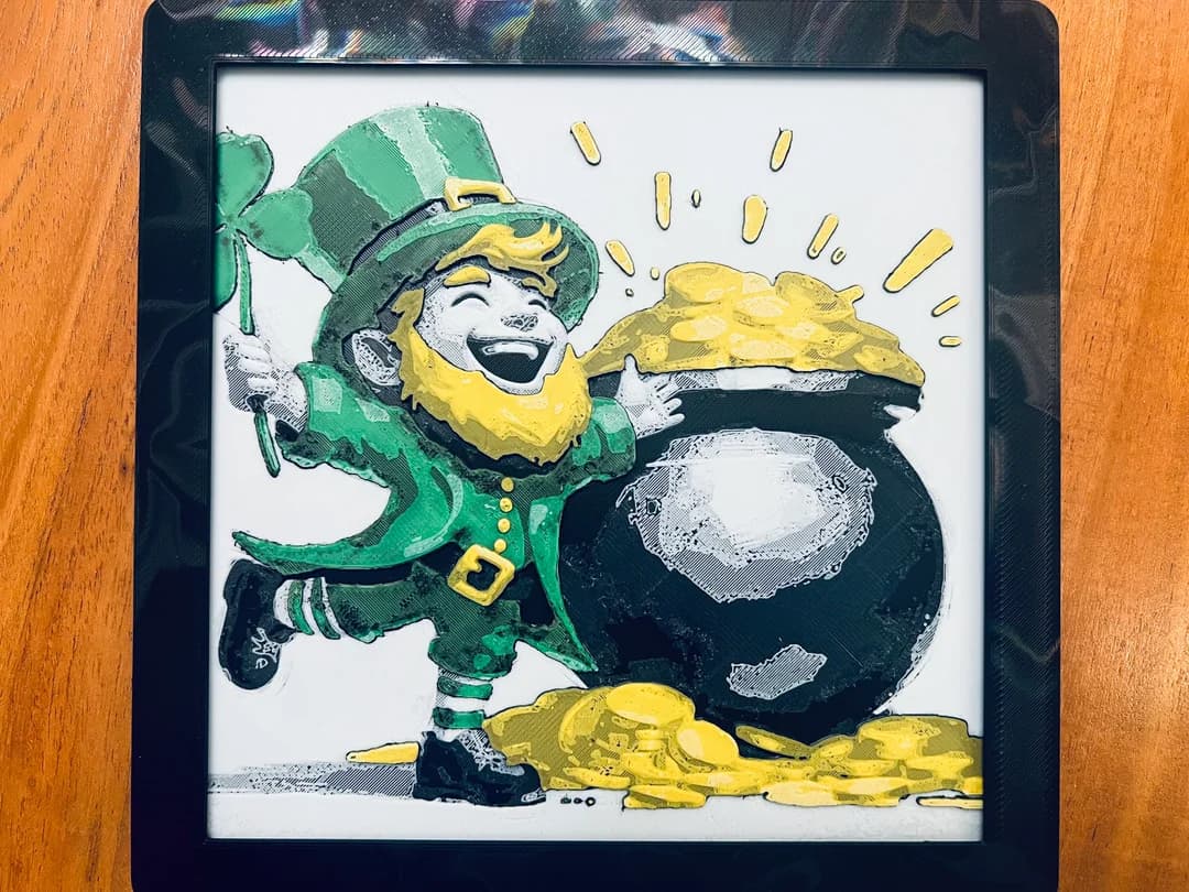 Leprechaun with Pot of Gold by JustBe 3D Printing HueForge model: Leprechaun with Pot of Gold by JustBe 3D Printing