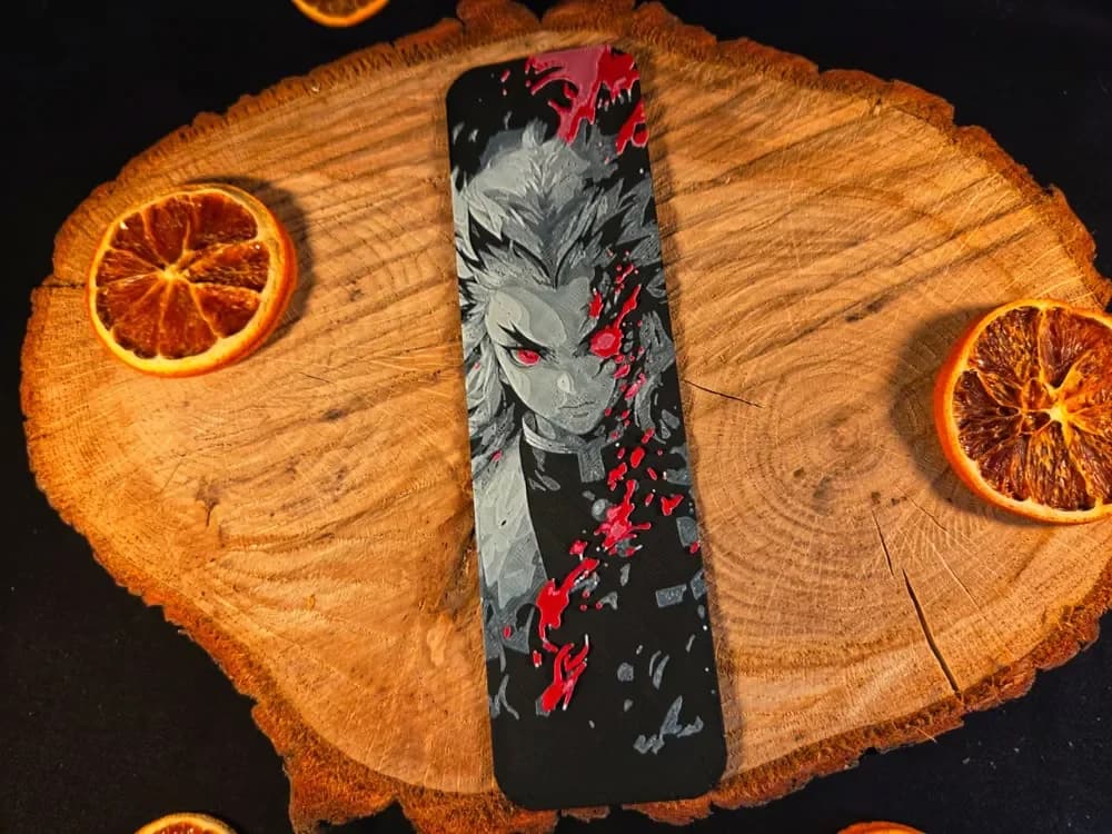 Demon Slayer Kyojuro Rengoku bookmark by EternalDesigns3D HueForge model: Demon Slayer Kyojuro Rengoku bookmark by EternalDesigns3D