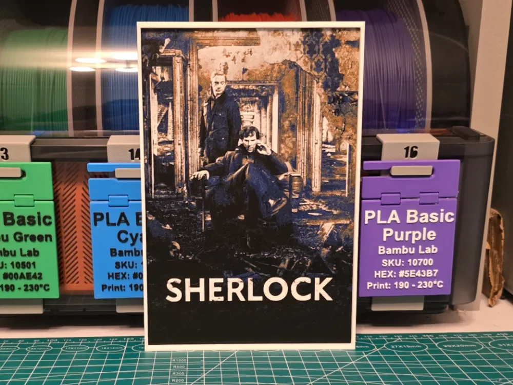 Sherlock Poster - Hueforge Art by Lumpy3D HueForge model: Sherlock Poster - Hueforge Art by Lumpy3D