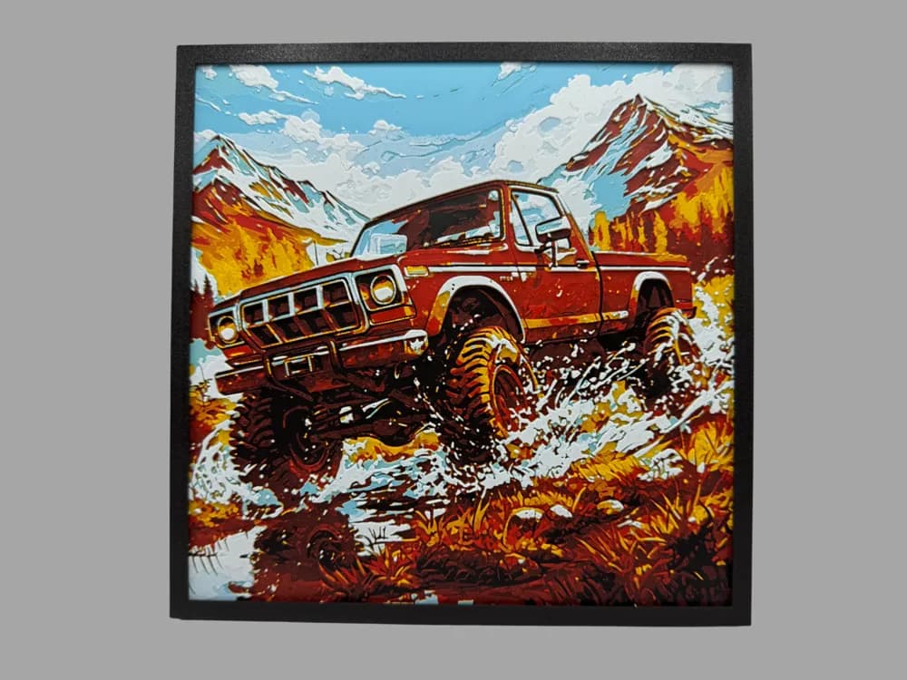 HueForge model: Red Truck - Off Roading by Canadian Gamer