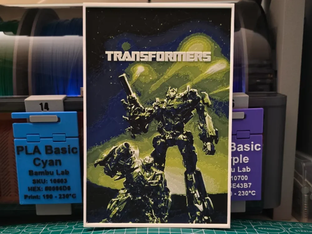Transformers Movie Poster - Hueforge Art by Lumpy3D HueForge model: Transformers Movie Poster - Hueforge Art by Lumpy3D