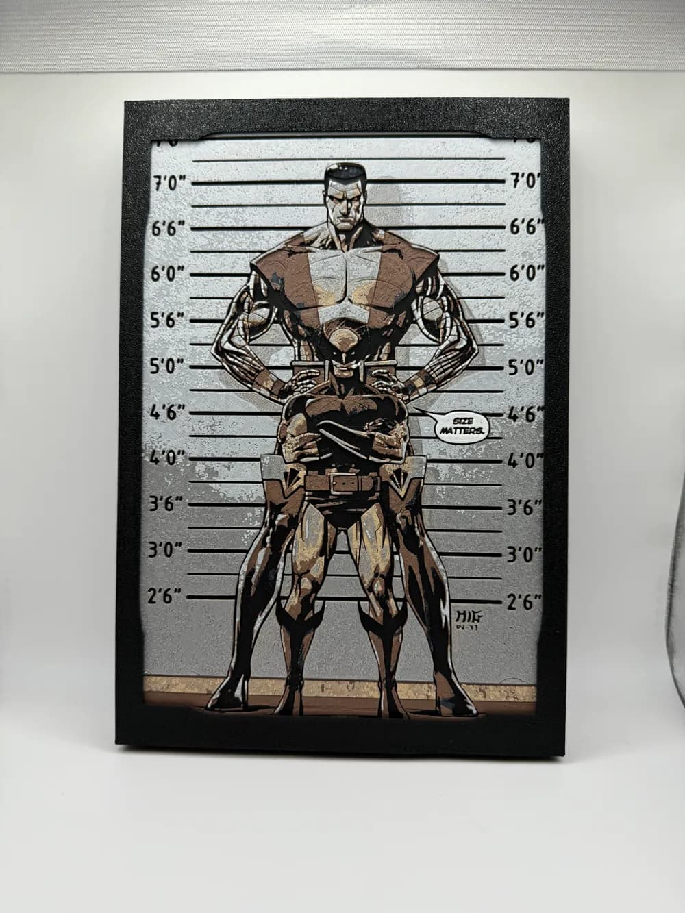 HueForge model: Wolverine and Colossus - Size Matters by Canadian Gamer