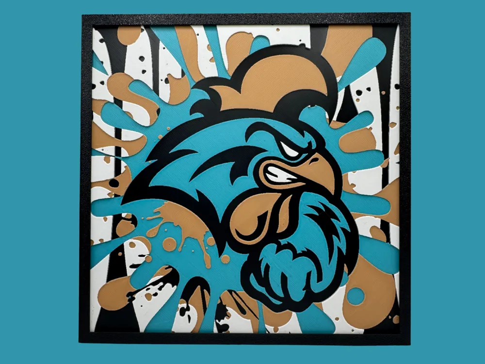 HueForge model: Coastal Carolina Chanticleers Football by Canadian Gamer