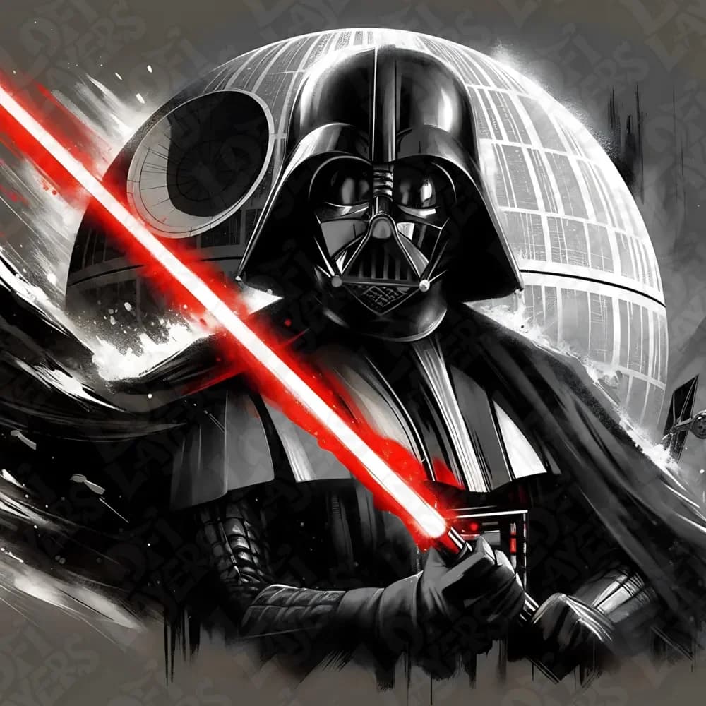 Darth Vader with Death Star Hueforge by LoFi Layers HueForge model: Darth Vader with Death Star Hueforge by LoFi Layers
