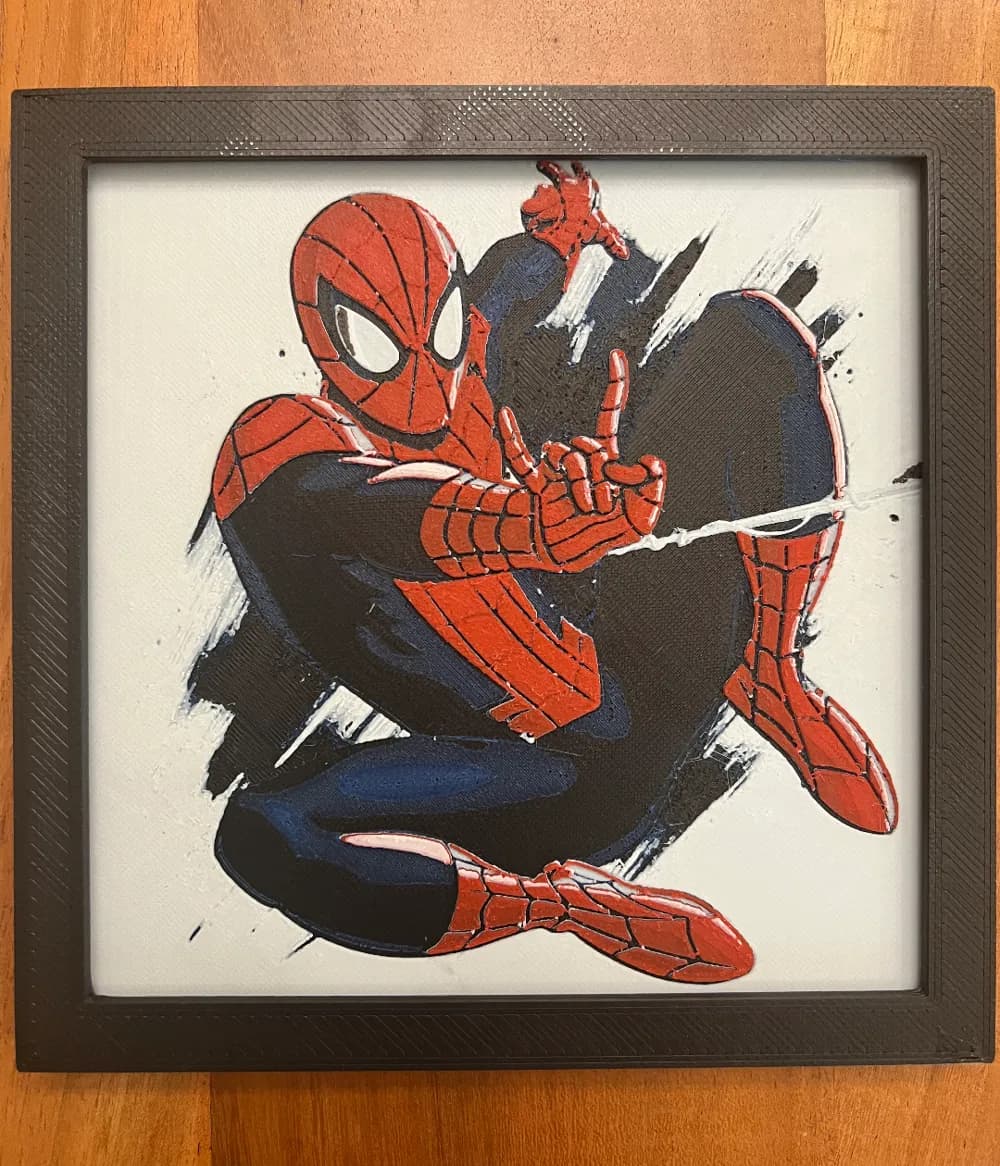 Spiderman in Full Color by JustBe 3D Printing HueForge model: Spiderman in Full Color by JustBe 3D Printing