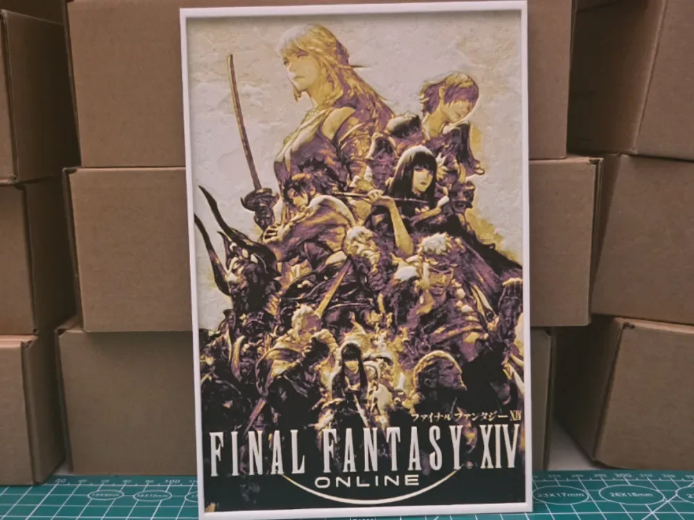 Final Fantasy XIV Poster - Hueforge Art by Lumpy3D HueForge model: Final Fantasy XIV Poster - Hueforge Art by Lumpy3D