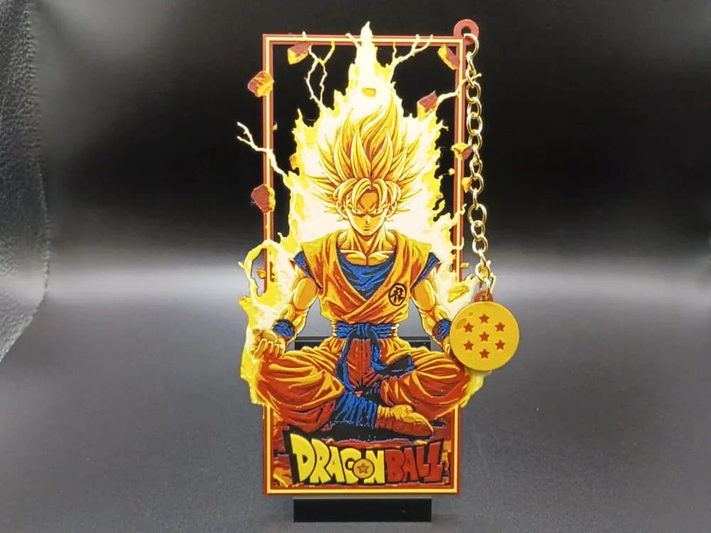 Goku Bookmark Framed with Charm by 3djd HueForge model: Goku Bookmark Framed with Charm by 3djd