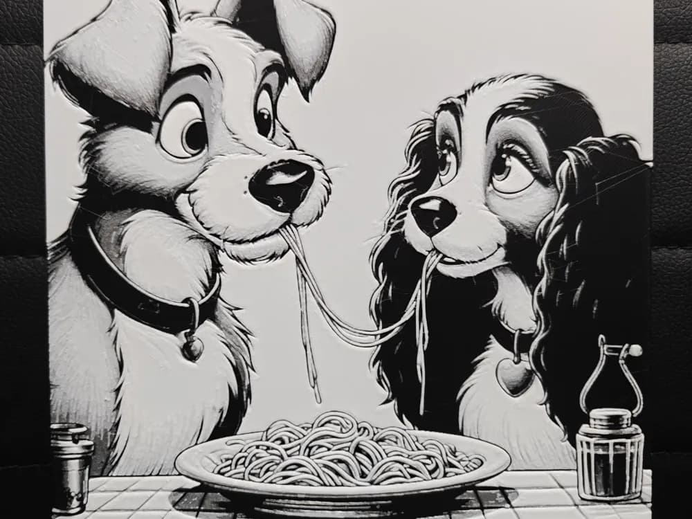 HueForge model: Lady and the Tramp by TheHueforgeLady