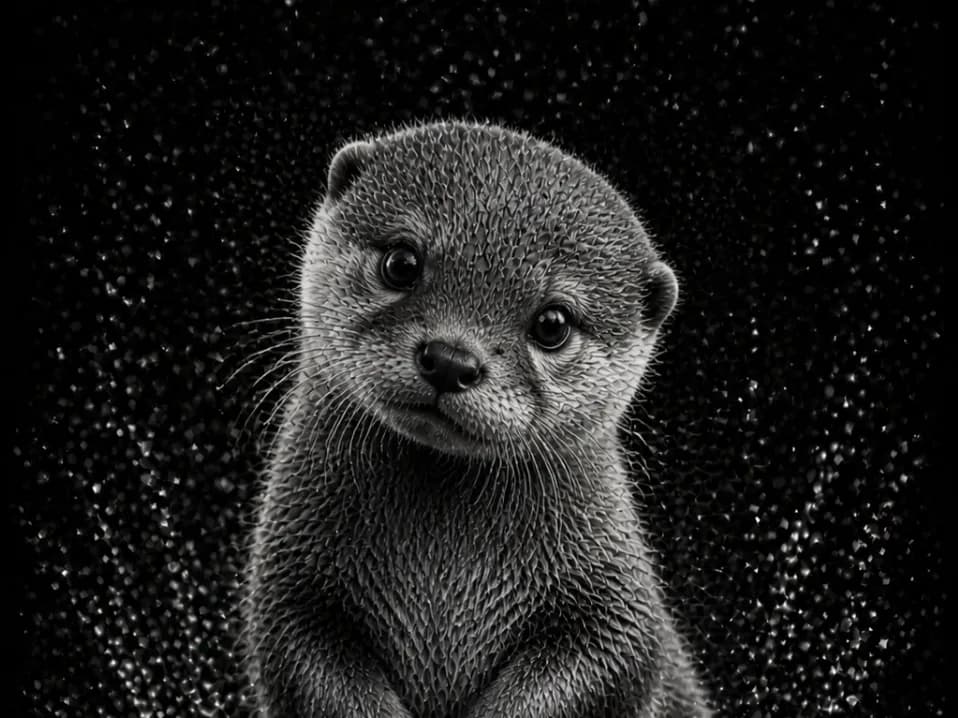 Baby Otter - Baby Animals B&W - EASY PRINT by Hueforge Maker HueForge model: Baby Otter - Baby Animals B&W - EASY PRINT by Hueforge Maker